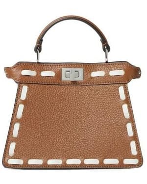 Fendi Peekaboo Iseeu Whipstitch Leather Small Shoulder Bag - Brown