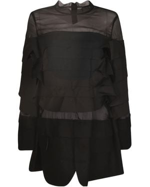 Sacai Layered-Effect A-Line Mini Dress - Black