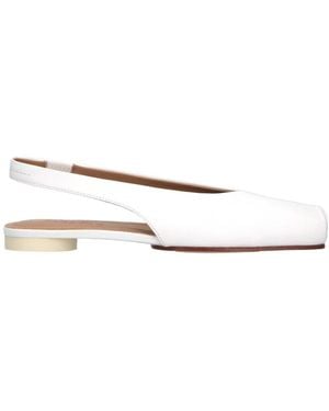 MM6 by Maison Margiela Square Toe Slingback Flat Shoes - Natural