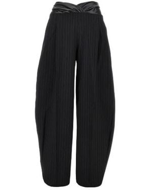 ANDAMANE Pinstriped Panelled Trousers - Black