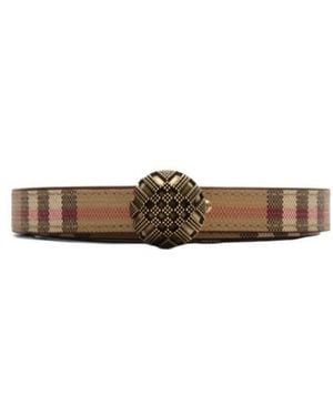 Burberry Checked Buckle Belt - White