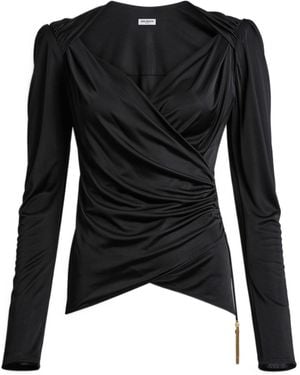 Balmain Draped Flowing Jersey Top - Black