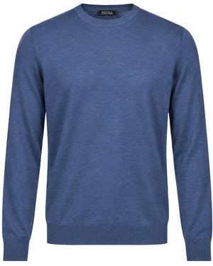 ZEGNA Crew-Neck Long-Sleeve Sweater - Blue