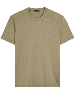 Tom Ford Logo-Embroidered Jersey T-Shirt - Green