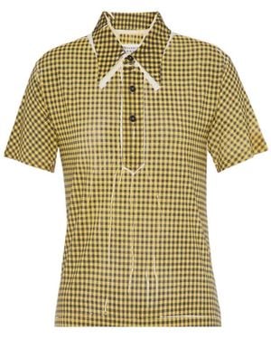 Maison Margiela Gingham Polo Shirt - Green