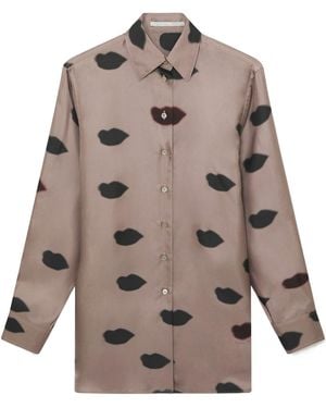 Stella McCartney Oversized Lips Print Shirt - Natural