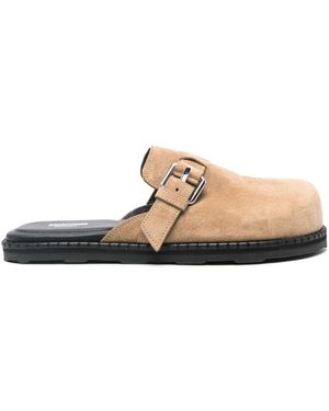 Moschino Buckled Round Toe Mules - Brown