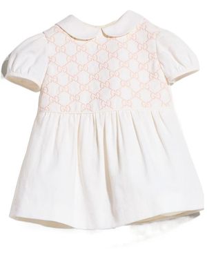 Gucci Gg Embroidered Peter Pan Collar Dress - Black