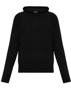 Tom Ford Logo Embroidered Ribbed Hoodie - Black