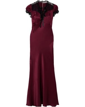 Rodarte Lace-Trimmed Silk-Satin Midi Dress - Red