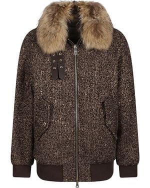 ERMANNO FIRENZE Long-Sleeve Zip-Up Jacket - Brown