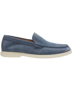 BOSS Suede Loafers With Embossed Logo - Blue
