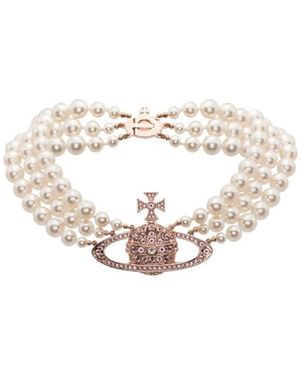 Vivienne Westwood Three Row Embellished Choker - White