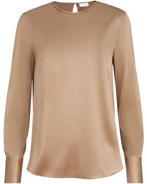 Brunello Cucinelli Monili-Detail Long-Sleeve Blouse - Natural