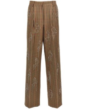 Dries Van Noten Porter Checked Trousers - Natural