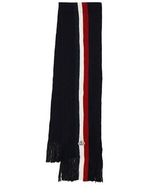 Moncler Tricolor Virgin Wool Scarf - Blue