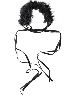 Ann Demeulemeester Feathered Ribbed Headband - White