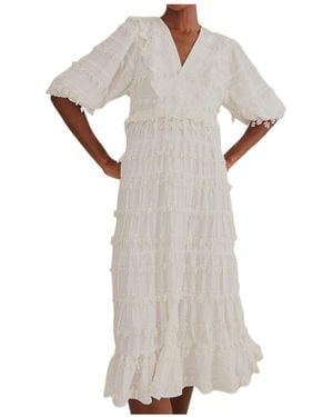 FARM Rio Ruffles Trim Dress - White