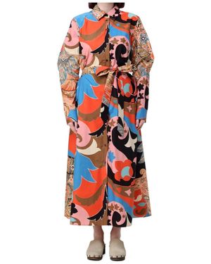 Etro Paisley-Print Belted Shirt Dress - Red