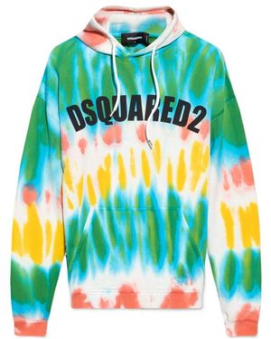 DSquared² Tie-Dyed Logo Printed Hoodie - Multicolor