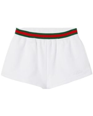 Gucci Cotton Jersey Shorts With Web, Ready-To-Wear - White