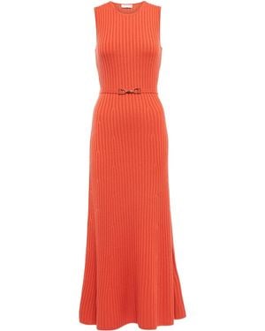 Gabriela Hearst Ribbed Knit Midi Dress - Red