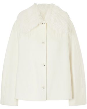 Loulou de Saison Plush-Trimmed Wool And Cashmere-Blend Coat - White