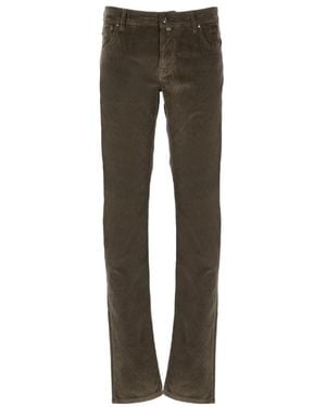 Jacob Cohen Logo Patch Low-Rise Corduroy Trousers - Grey