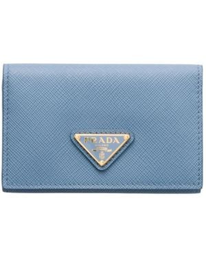 Prada Saffiano Leather Card Holder - Blue