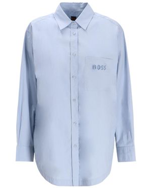 BOSS Logo-Embellished Shirt - Blue