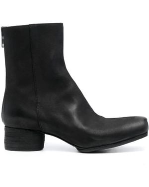 Uma Wang 45Mm Zip-Up Leather Ankle Boots - Black