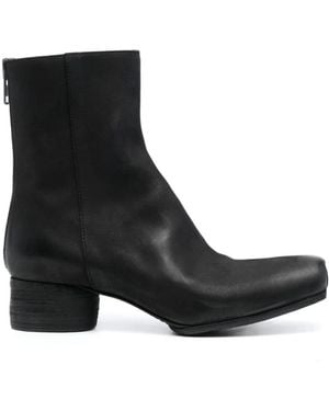 Uma Wang 45Mm Zip-Up Leather Ankle Boots - Black