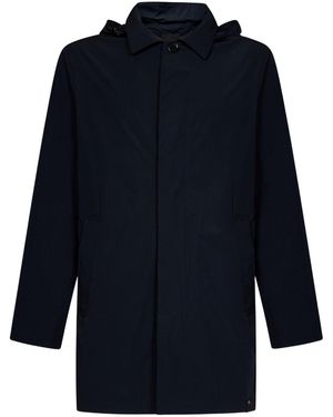 Aspesi Buttoned Hooded Coat - Blue
