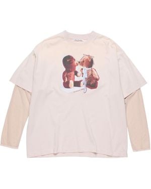 Acne Studios Teddy Bear Printed Crewneck T-Shirt - Pink