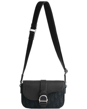 Dior Mini Saddle Heritage Messenger Bag With Flap - Black