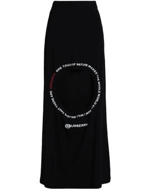 Burberry Printed Full Flare Skirt - Black