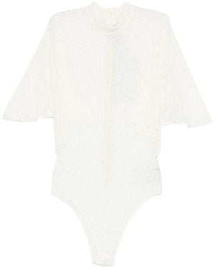 David Koma Short-Sleeved Shawl Bodysuit - White