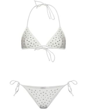 Oséree Oséree Crystal-Stud Two-Piece Bikini - White