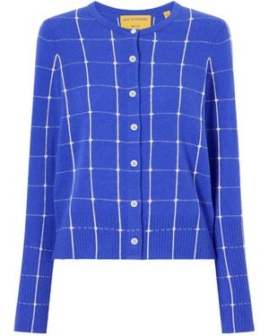Guest In Residence Jane Checker Cashmere Cardigan - Blue