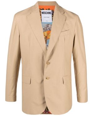 Moschino Single-Breasted Cotton-Blend Blazer - Natural