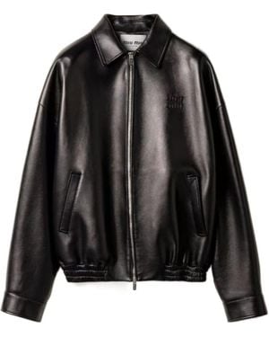 Miu Miu Plongé Leather Jacket - Black