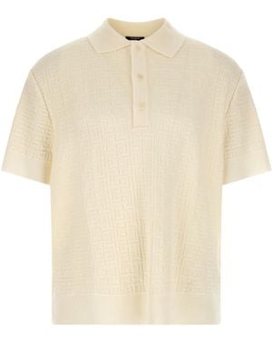 Balmain Monogram Knit Polo Shirt - White