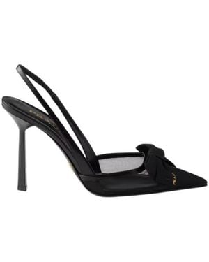 Prada Mesh Fabric Slingback Pumps - Black
