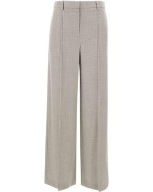 Eleventy Wide-Leg Wool Trousers - Grey