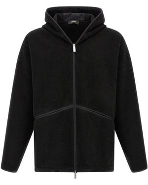 Herno Laminar Textured Zip Hooded Jacket - Black