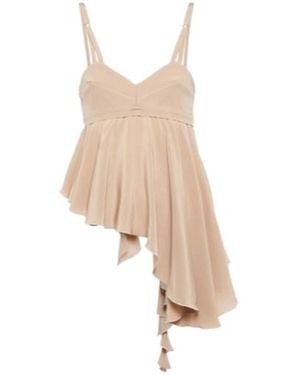 Victoria Beckham Asymmetrical Silk-Crepe Top - Natural