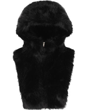 Herno Zip-Up Faux Fur Hood - Black