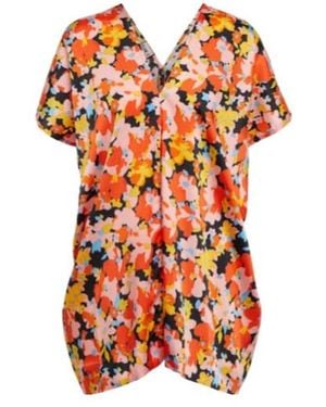 Plan C Floral Twill Top - Orange