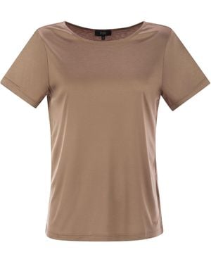 Fay Boat Neck Jersey Top - Brown