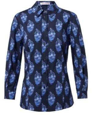 Carolina Herrera Icon Floral Cotton-Blend Shirt - Blue